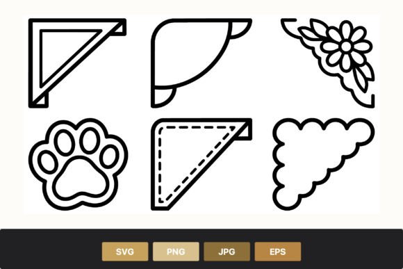 Decorative Corner Icons Black and White: Graphics for Local Business Branding