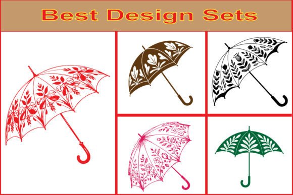Decorative Floral Umbrella Vector Design Graphics