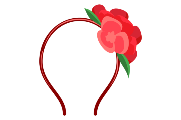 Flower Hairband. Red Decorative Girl Hai