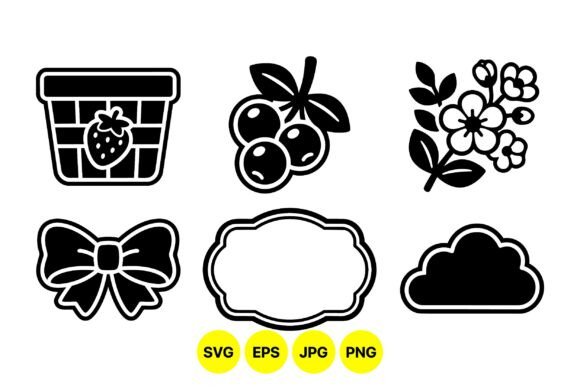 Fruit Basket Decorative Icons Graphics and Illustrations