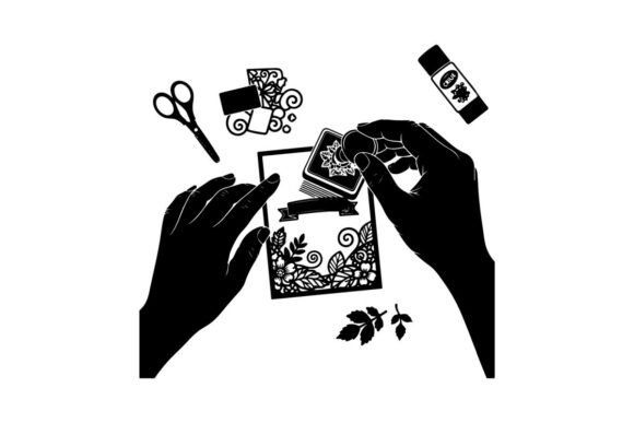 Hands Crafting Decorative Frame Vector I – Graphics & Illustrations