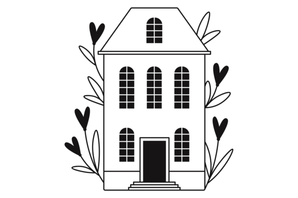 Home Hand Drawn Logo. Lovely Decorative Graphics