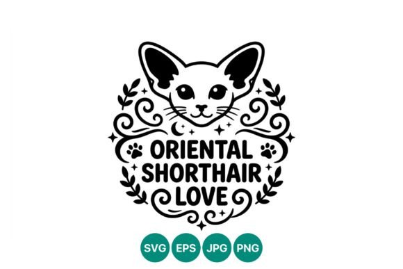 Oriental Shorthair Cat Face Decorative Graphics