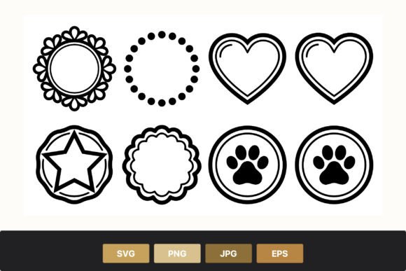 Round Decorative Frames and Icons Set