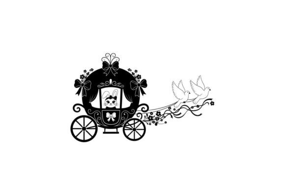 Silhouette of a Decorative Carriage with Graphics and Illustrations