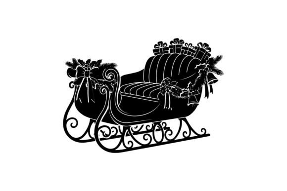 Silhouette of a Decorative Sleigh with B