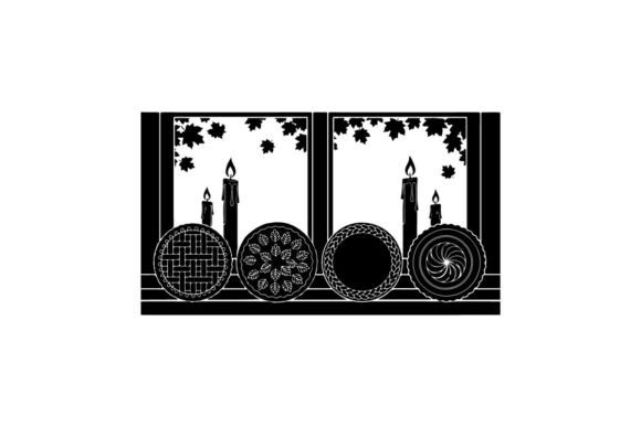 Silhouette of Candles and Decorative Pla – Graphics and Illustrations